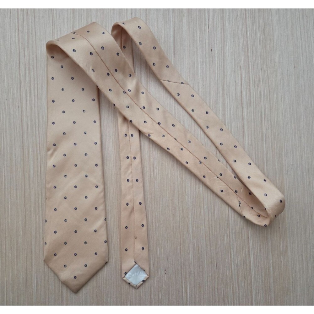 Vintage Christian Dior Neck Tie All Silk Bisque Geometric Pattern Made in USA